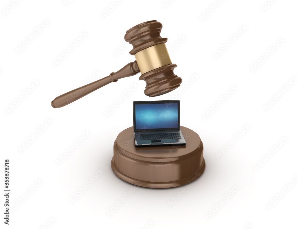 Legal Gavel with Computer Laptop