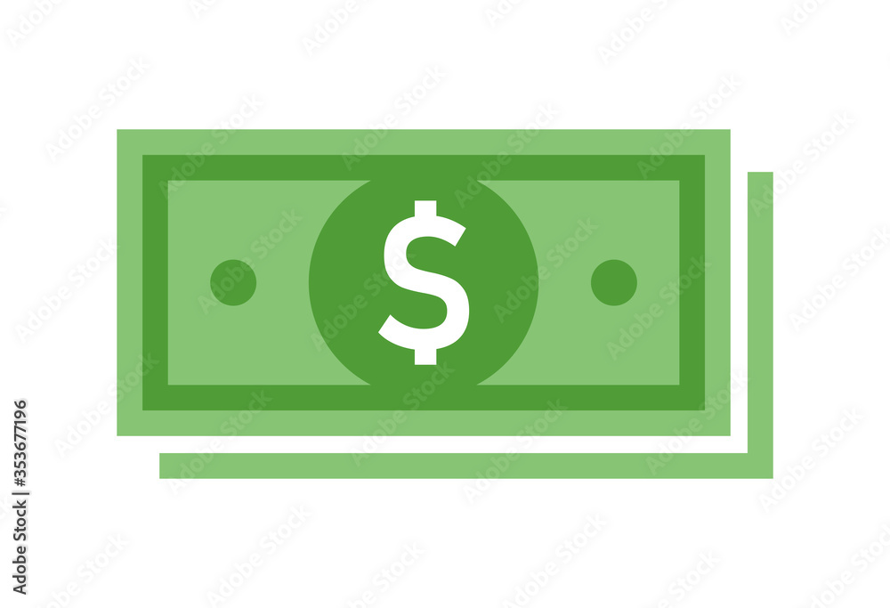 Vector dollar banknote, icon isolated on white background. Vector dollar banknote, icon isolated on white background.