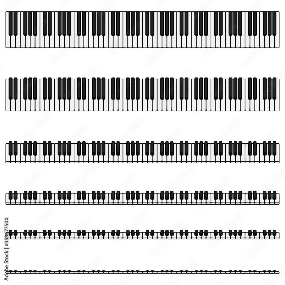 Isolated piano keyboard set. Vector illustration. Isolated piano keyboard set. Vector illustration.