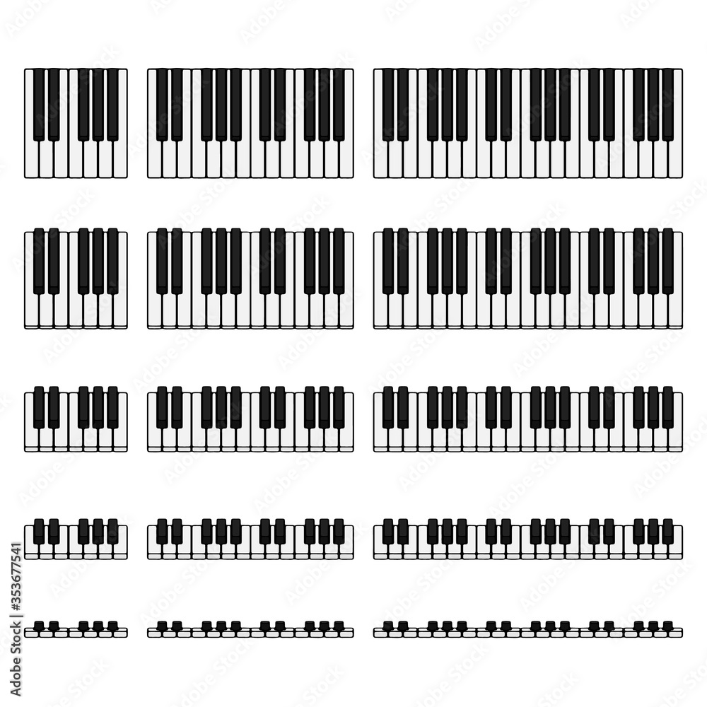 Isolated piano keyboard set. Vector illustration. Isolated piano keyboard set. Vector illustration.
