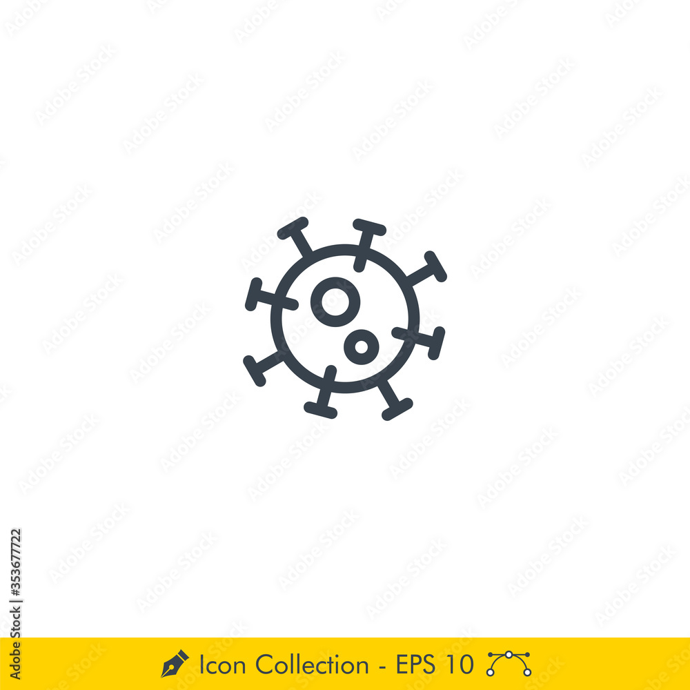 Virus (Coronavirus / COVID-19) Icon / Vector - In Line / Stroke Design Virus (Coronavirus / COVID-19) Icon / Vector - In Line / Stroke Design