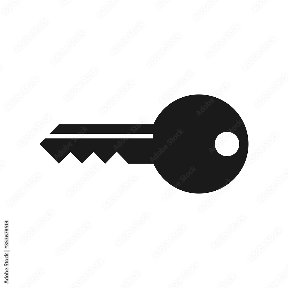 Key icon vector. Flat black vector key icon illustration on white background. Key icon vector. Flat black vector key icon illustration on white background.