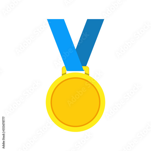Winner icon. Golden medal. Badge with number one. Award vector icon isolated on white background. Great for mobile app, web design, print materials, etc.