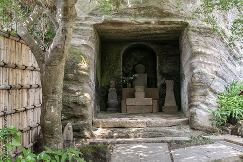 Cave on the Premises of the Old Engakuji Zen Temple in Kamakura  Japan