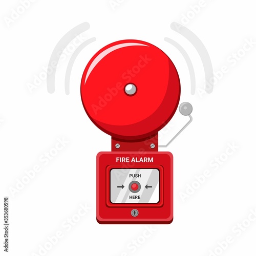 Fire Alarm Equipment, Security alarm system on the wall symbol in cartoon flat illustration vector isolated in white background