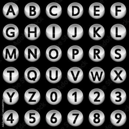 Collection of capital letters and numbers. Illustration.