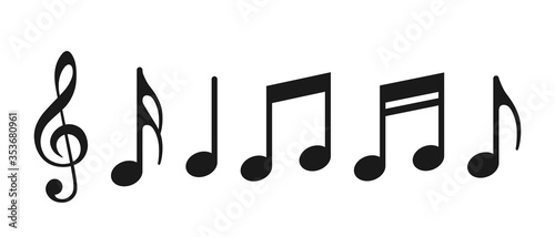 Music notes icons set. Vector illustration.