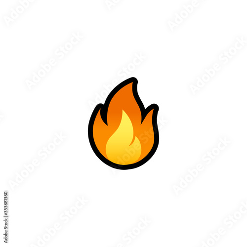 Fire Vector Icon. Isolated  Cartoon Style Emoji, Emoticon  Illustration	