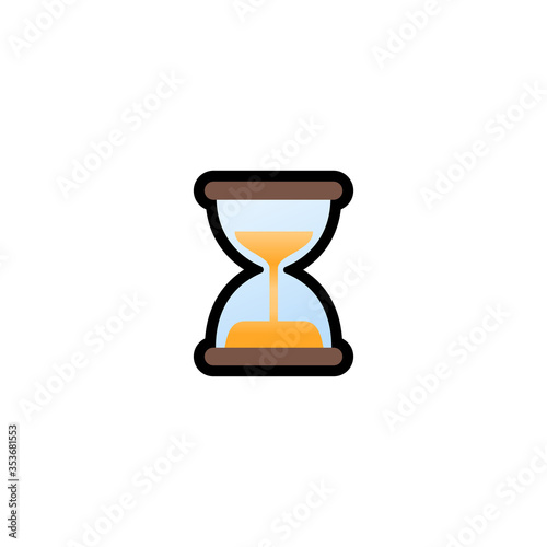 Hourglass with Flowing Sand Vector Icon. Isolated Clock Cartoon Style Emoji, Emoticon  Illustration	