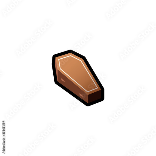 Coffin Vector Icon. Isolated  Cartoon Style Emoji, Emoticon  Illustration	