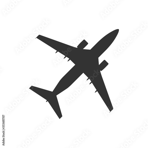 Flat vector plane icon, solid illustration, pictogram isolated on white background.