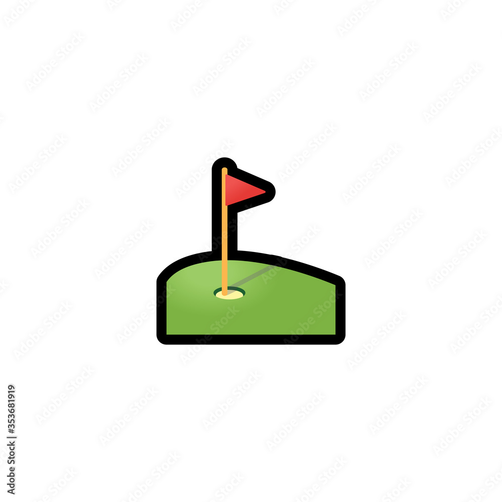 Flag in Hole Vector Icon. Isolated Golf Game Cartoon Style Emoji, Emoticon Illustration Flag in Hole Vector Icon. Isolated Golf Game Cartoon Style Emoji, Emoticon Illustration