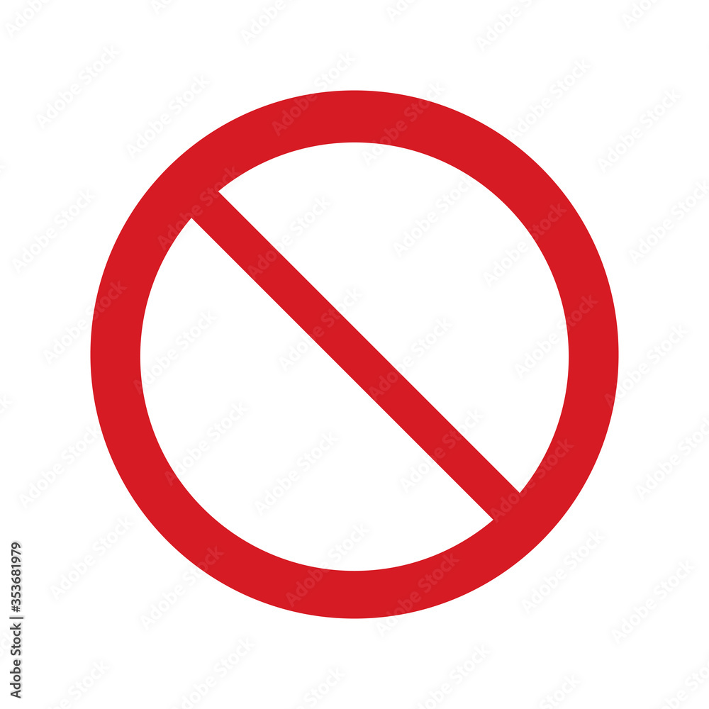 Stop sign icon. Prohibition symbol. Prohibition Sign. Prohibition icon isolated on white background. Stop sign icon. Prohibition symbol. Prohibition Sign. Prohibition icon isolated on white background.