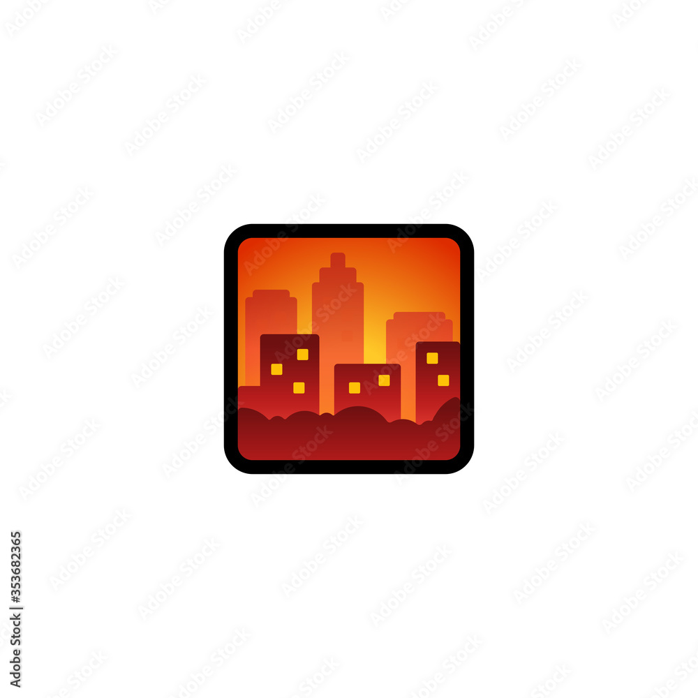 Cityscape Vector Icon. Isolated City Cartoon Style Emoji, Emoticon Building  Illustration	