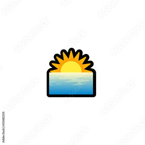 Sunrise Vector Icon. Isolated Sun Cartoon Style Emoji  Emoticon  Illustration 