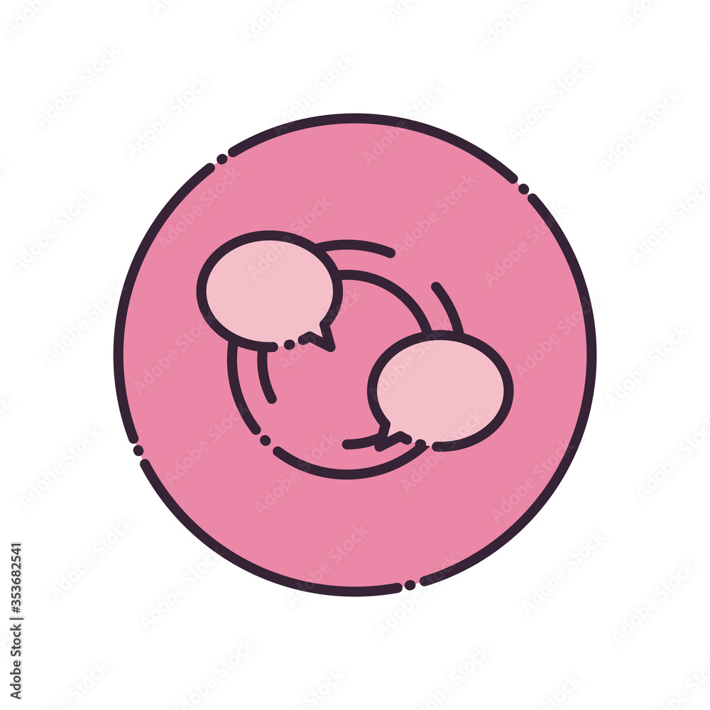 Communication bubbles with circle fill style icon vector design Communication bubbles with circle fill style icon vector design