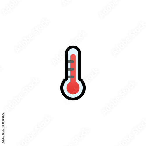 Thermometer Vector Icon. Isolated Hot Temperature Cartoon Style Emoji, Emoticon Celsius Thermometer Illustration	