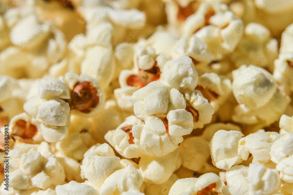 Popcorn closeup texture full frame background Popcorn closeup texture full frame background