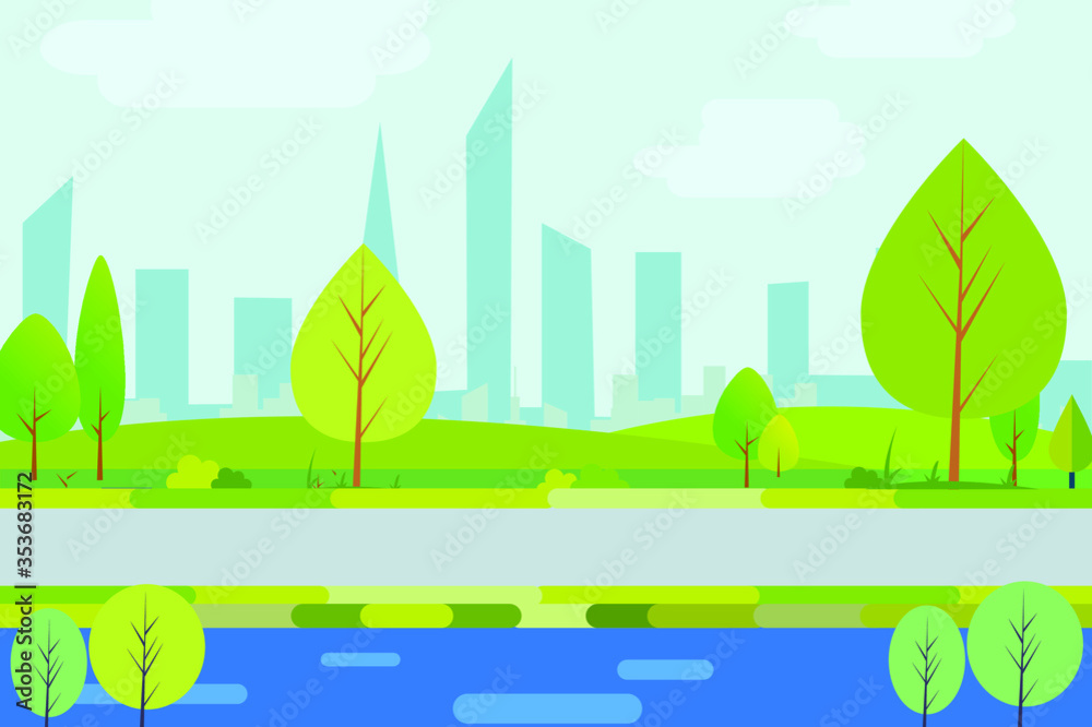 Fototapeta premium A Beautiful City Modern Flat Design 