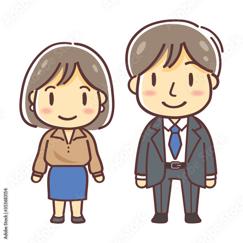 会社員の男女のイラスト2（汎用・男性・女性・全身）