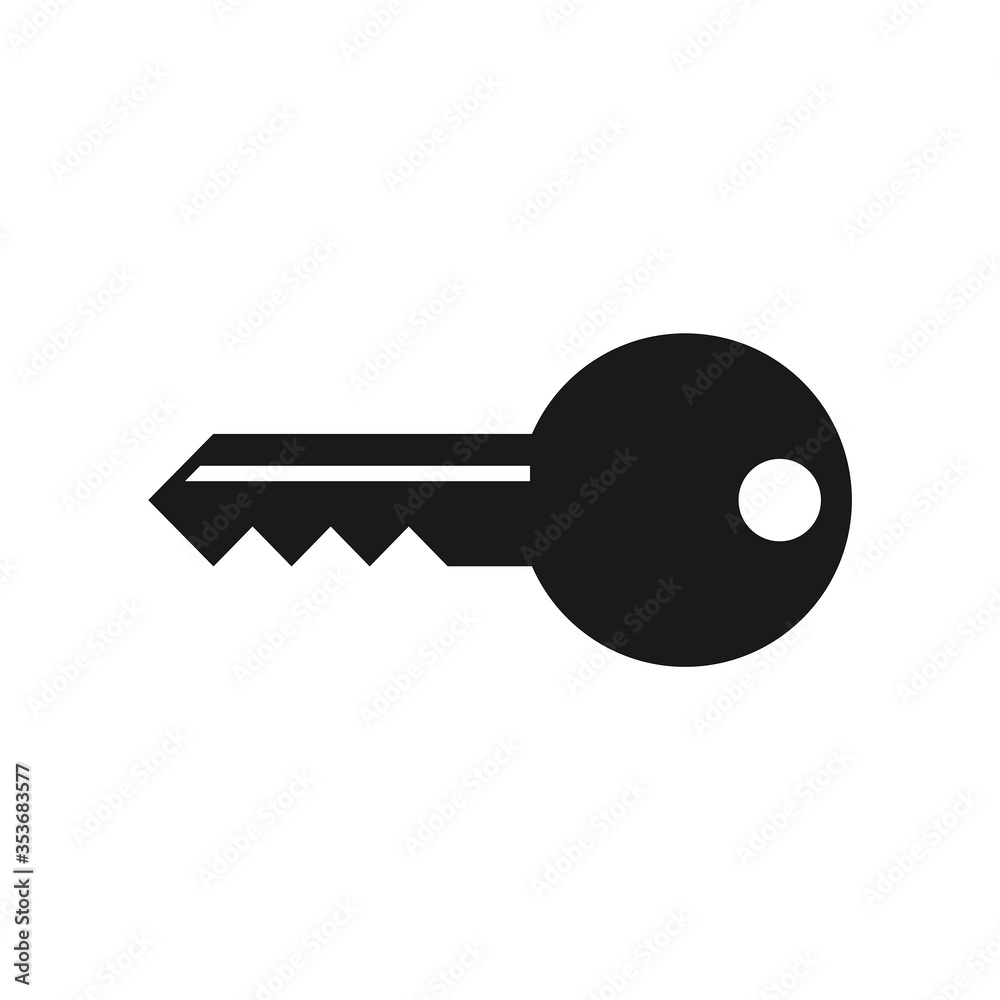 Key icon vector. Flat black vector key icon illustration on white background. Key icon vector. Flat black vector key icon illustration on white background.