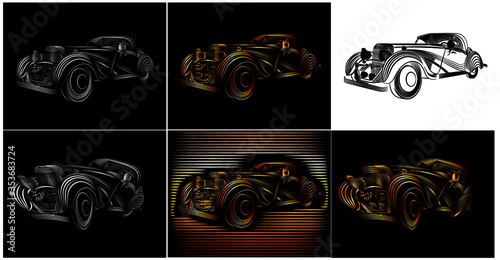 car vector line art for t-shirt or logo designs