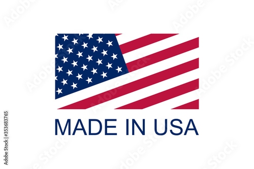 Made in USA vector logo, vector label set. US icon with American flag.Flag of the United States of America.