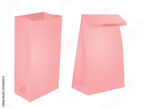 Pink paper bag. vector illustration
