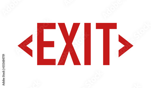 Vector red exit sign with left and right arrows isolated on white background.