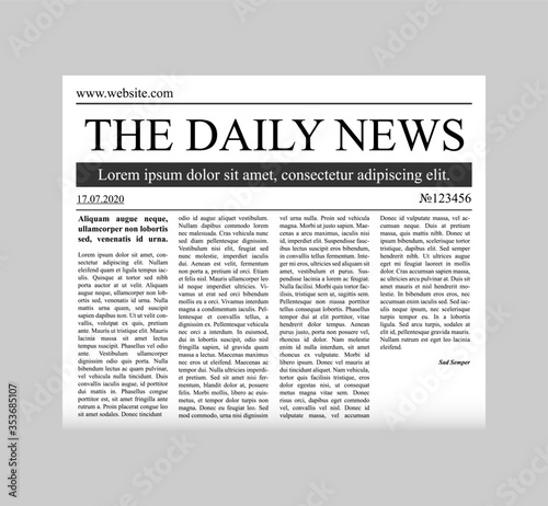 Newspaper template vector.  Vector mock up newspaper isolated on gray background.
