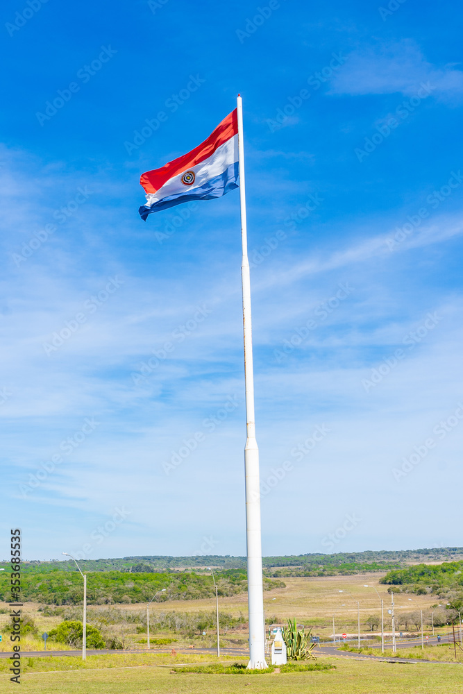 paraguay, yhú, flag, sky, blue, national, red, pole, symbol, white, union, flags, usa, america, wind, banner, patriotism, union jack, country, flying, british, patriotic, stripes, waving, stars, natio