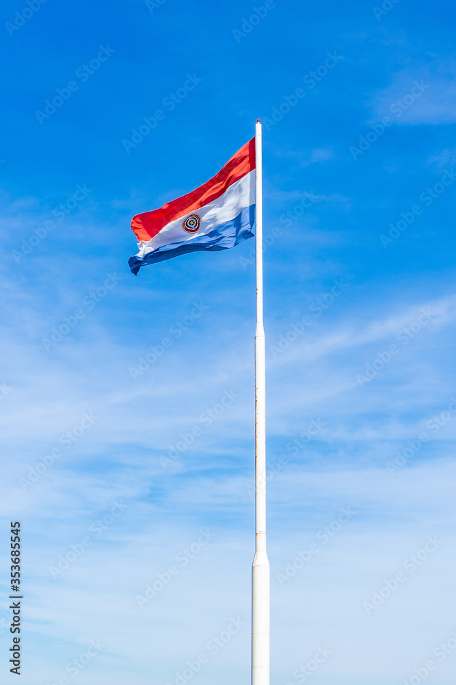paraguay, yhú, flag, sky, blue, national, red, pole, symbol, white, union, flags, usa, america, wind, banner, patriotism, union jack, country, flying, british, patriotic, stripes, waving, stars, natio