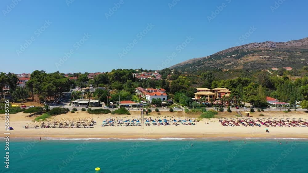 Skala, one of the top beach locations on the Greek island of Kefalonia. Spectacular view over beach of Skala. Skala beach with soft sand and turquoise water in Kefalonia, Greece. Skala, one of the top beach locations on the Greek island of Kefalonia. Spectacular view over beach of Skala. Skala beach with soft sand and turquoise water in Kefalonia, Greece.