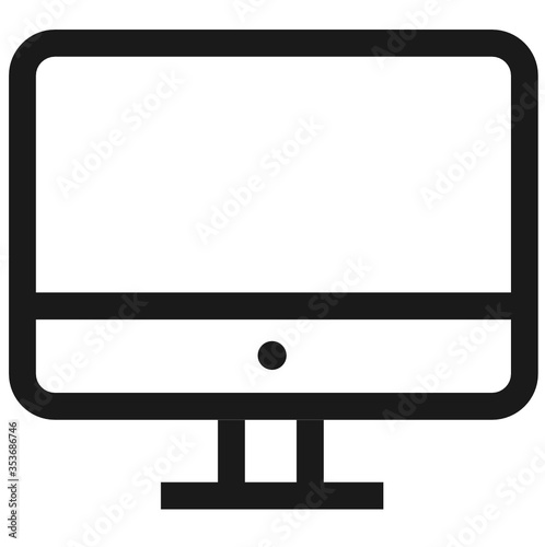 Icono plano ilustración a línea de ordenador o monitor pantalla