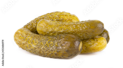 marinated pickled cucumbers isolated on white background