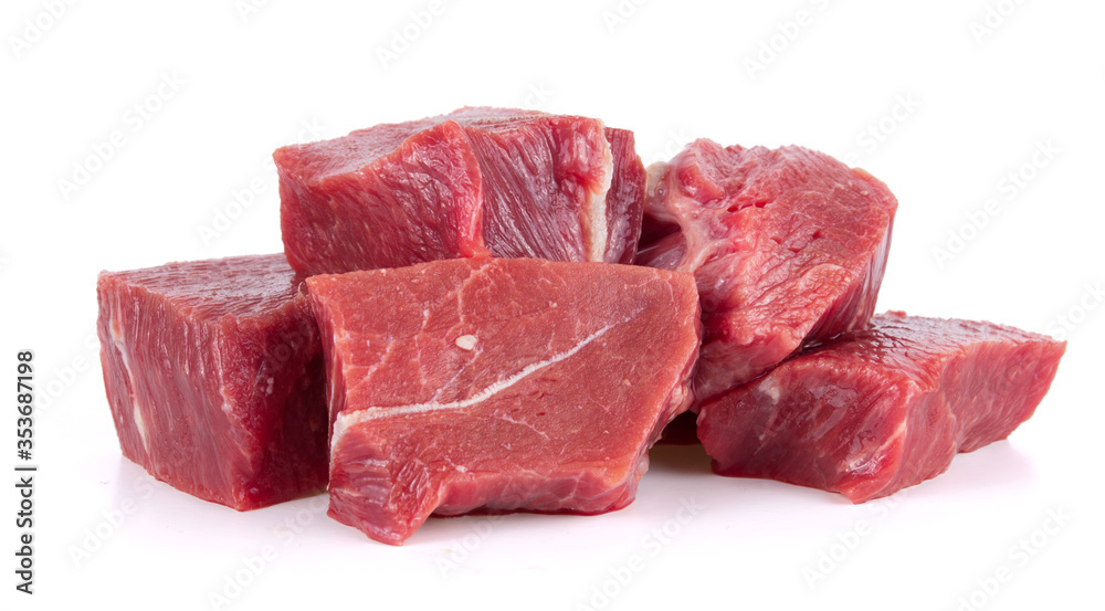 Fototapeta premium raw tasty beef isolated on white background