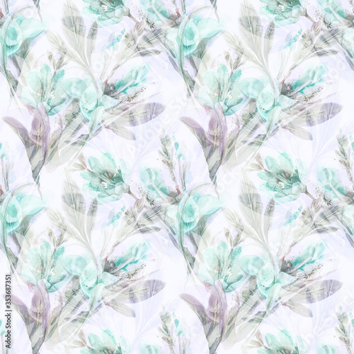 Floral Seamless Pattern. Watercolor Background. Hand Painted Illustration.