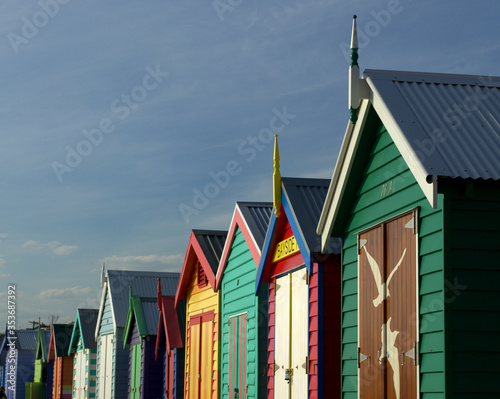 Colourful bathing boxes at Brighton Beach, which are one of the tourist icons of Melbourne