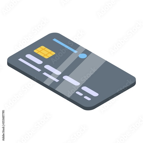 Credit card icon. Isometric of credit card vector icon for web design isolated on white background