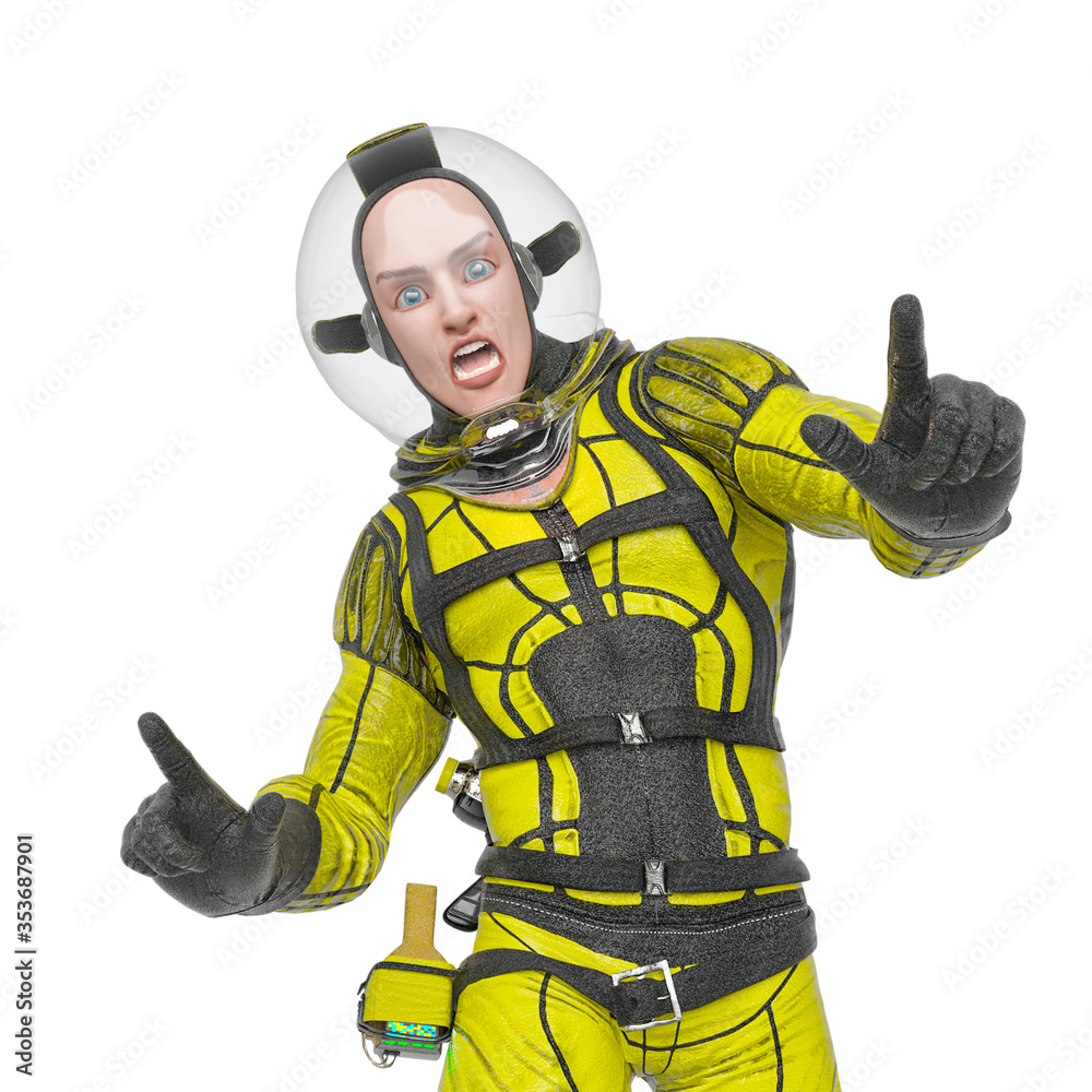 Obraz premium retro space astronaut is doing a what is going on meme pose