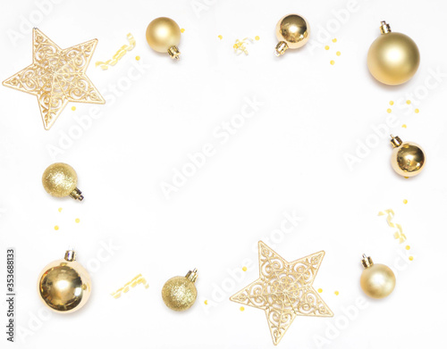 Christmas tree toys Golden on a white background
