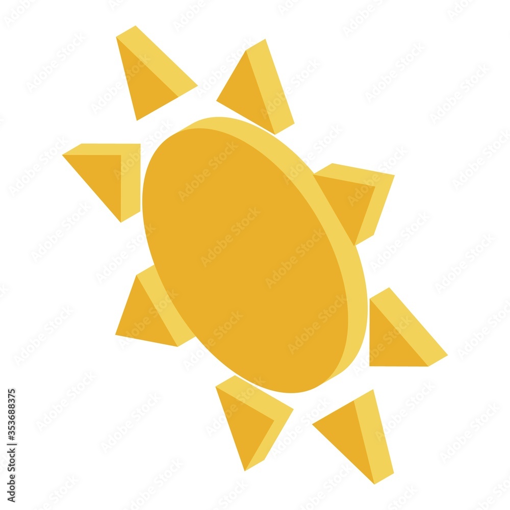 Summer sun icon. Isometric of summer sun vector icon for web design isolated on white background Summer sun icon. Isometric of summer sun vector icon for web design isolated on white background