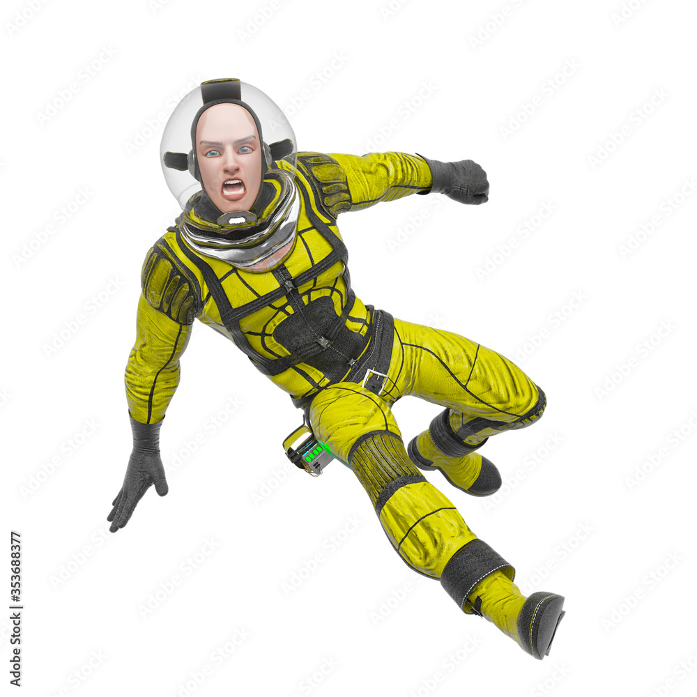 retro space astronaut is doing a parkour attack pose retro space astronaut is doing a parkour attack pose