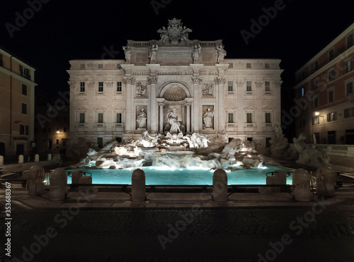 Trevi fountain in Rome without people at night
