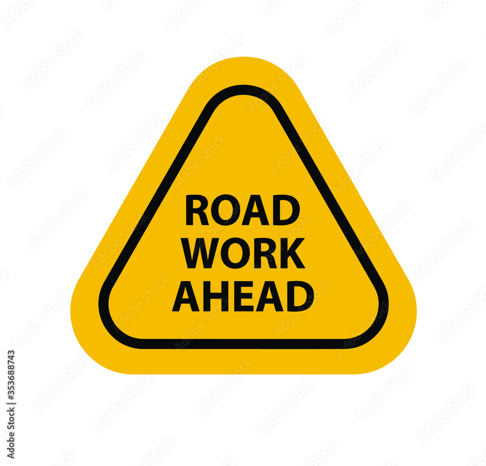 road work ahead sign on white background road work ahead sign on white background