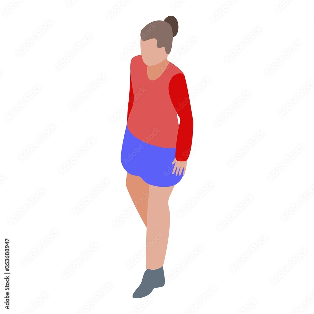 Girl walking icon. Isometric of girl walking vector icon for web design isolated on white background Girl walking icon. Isometric of girl walking vector icon for web design isolated on white background