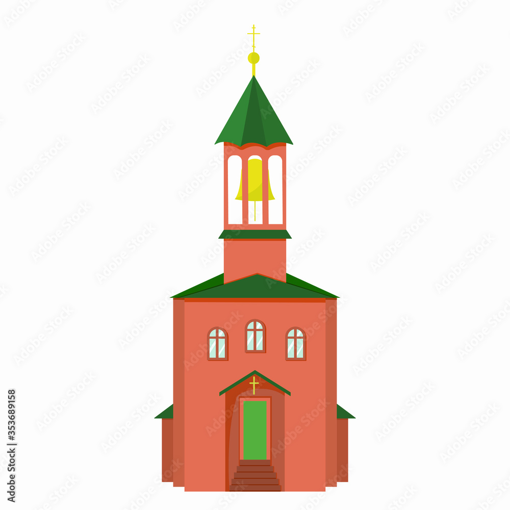 Church. Vector stock isolated icon on white background. The building of the Orthodox Church vector image.