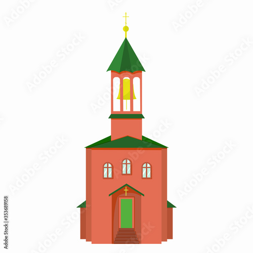 Church. Vector stock isolated icon on white background. The building of the Orthodox Church vector image.