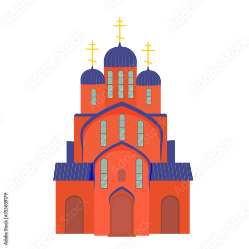 Church vector color flat isolated image on a white background. Icon of the orthodox temple. Vector stock image