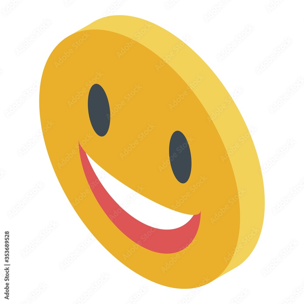 Smiling emoji icon. Isometric of smiling emoji vector icon for web design isolated on white background
